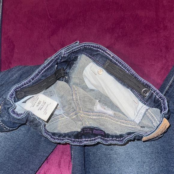 Levi's Classic Indigo Jeans Dark Blue Denim Super Skinny Knit Jean sz 14 Regular - Picture 3 of 14